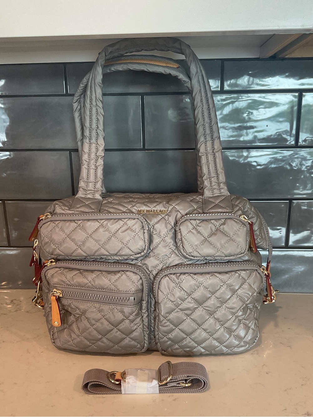MZ Wallace Sable Pearl Metallic Large Travel Sutton